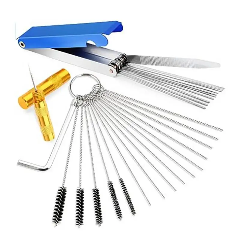 19pcs Airbrush Cleaning Kit Needle And Brush Cleaning Tool Kit Carburetor Carbon Dirt Cleaner Tools Needles Brushes Repair Tool