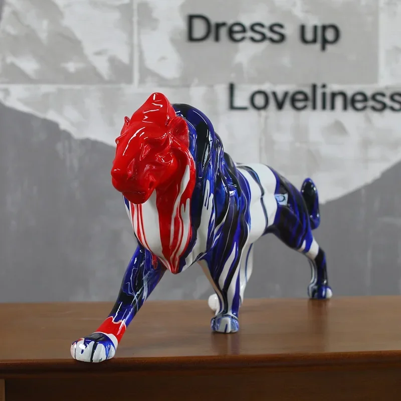 Modern fluid lion resin crafts color living room office model house home decoration gift ornament