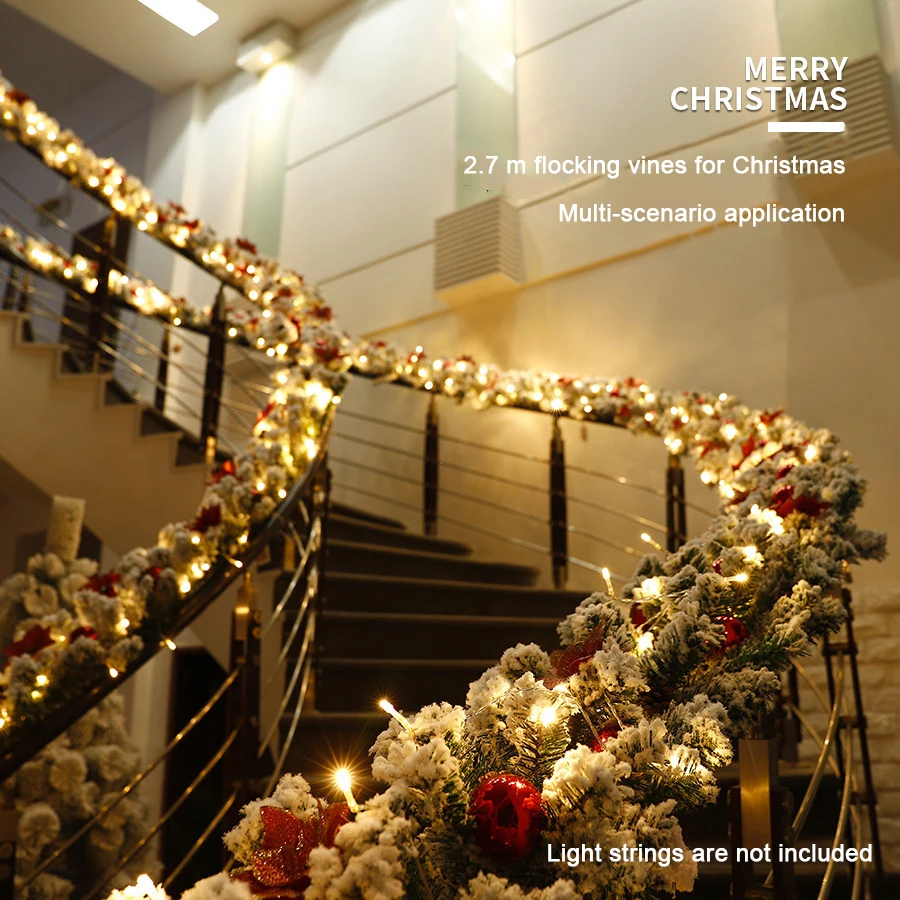 Christmas Rattan 2.7-Meter-Long Plush Rattan Christmas Decoration Rattan Hotel Shopping Mall Bar Door Hanging Decoration