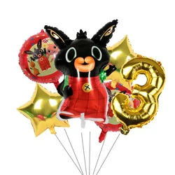 Cartoon Rabbit Birthday Number Balloons for Bings Red Rabbit 1 2 3th Foil Balloon Set Baby Shower Birthday Party Decoration