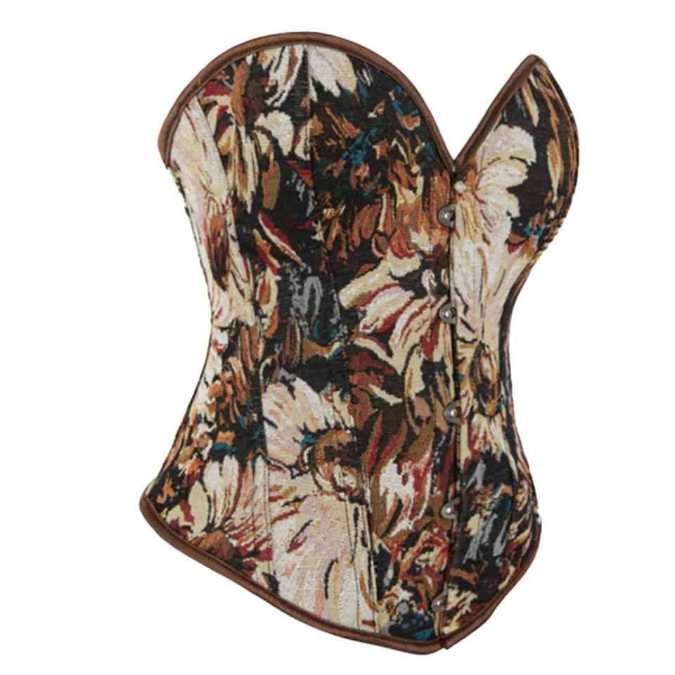 Becirzet Vintage Korsett Taillenformer Shapewear Mehrfarbige Blumen Bustier Top Schnürung Schlankmachende Damenbekleidung – Detail 34