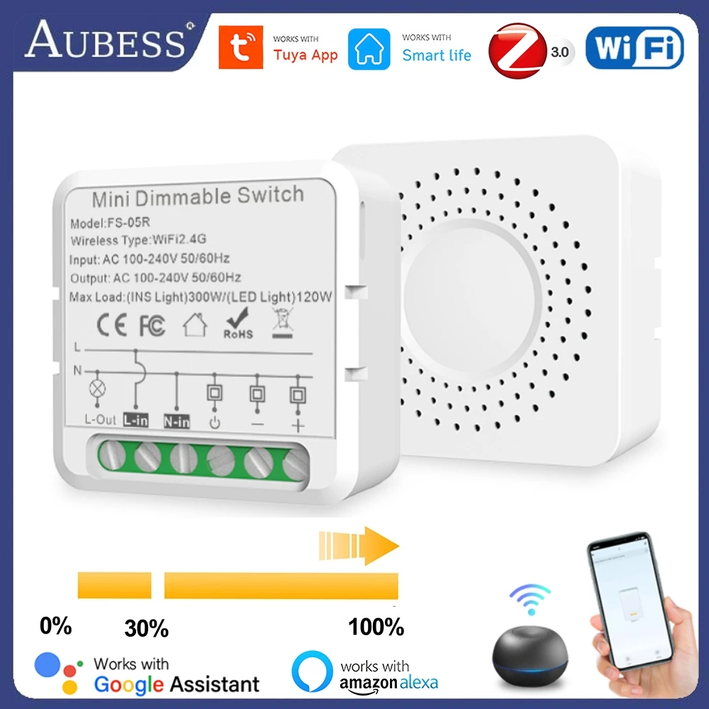 

Aubess Tuya ZigBee WiFi Smart Dimmer Switch Module Need Neutral Line Smart Home Work With Alexa Google Home Alice Smart Life APP