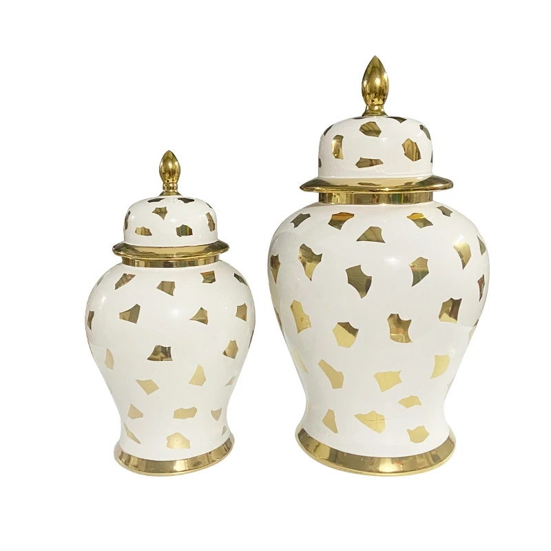 

Gold Ceramic General Jar Decorative Ornaments Storage Porcelain Ginger Flower Vase Home Furnishing Decoration Bottles