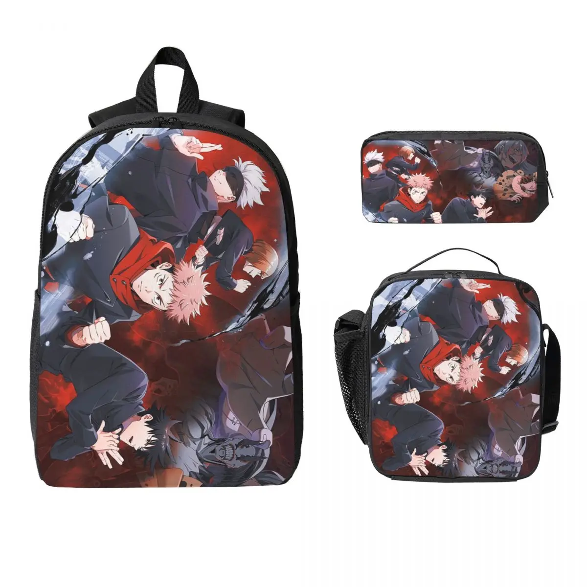 Megumi Besto Friendo Jujutsu Kaisen Sukuna Anime Backpack Boys Girls BookBag School Bag 3ps Insulated Lunch Bag Pencil Case