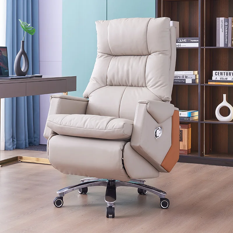 

Умное электрическое кресло для офиса из натуральной кожи, современный дизайн, эргономичное компьютерное кресло с подставкой для ног и колесиками