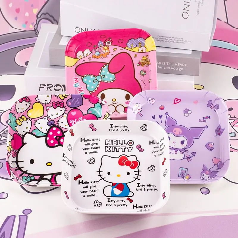 

Новая меламиновая тарелка Hello Kitty Culomi, японская мультяшная милая креативная квадратная тарелка для фруктов, тарелка для закусок, подарок для детей