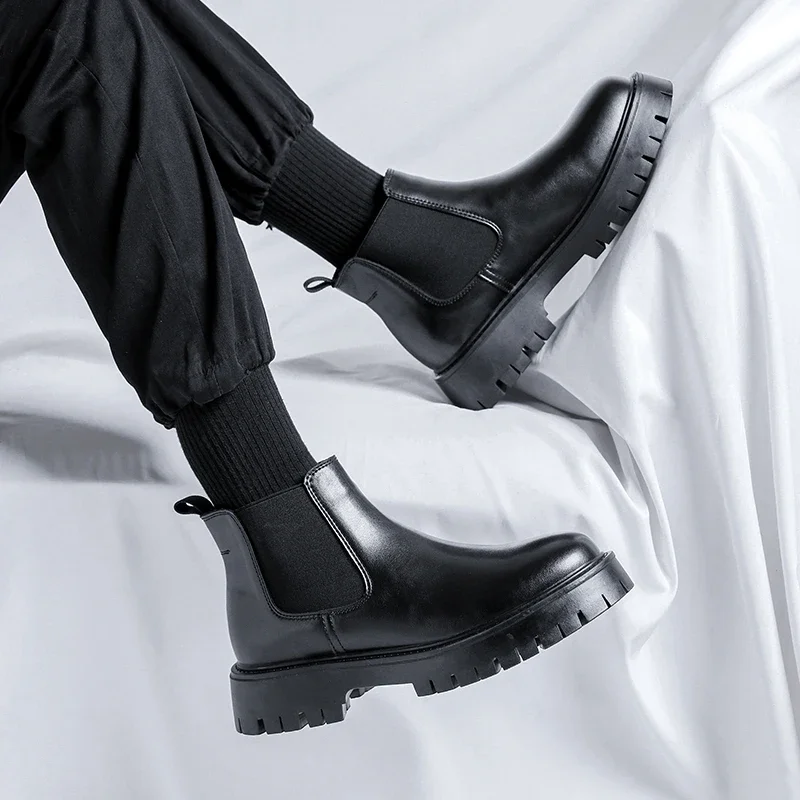 Boots Fashion Leather Gentleman Shoes Men Business Driving Shoes Handmade Black Party Flats Dress Shoes