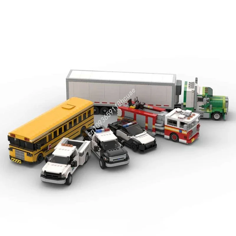 3450pcs MOC Service Vehicle Pack 2 Set Of Six Vehicles City Champions Super Car Building Blocks Festival Gift Best Birthday