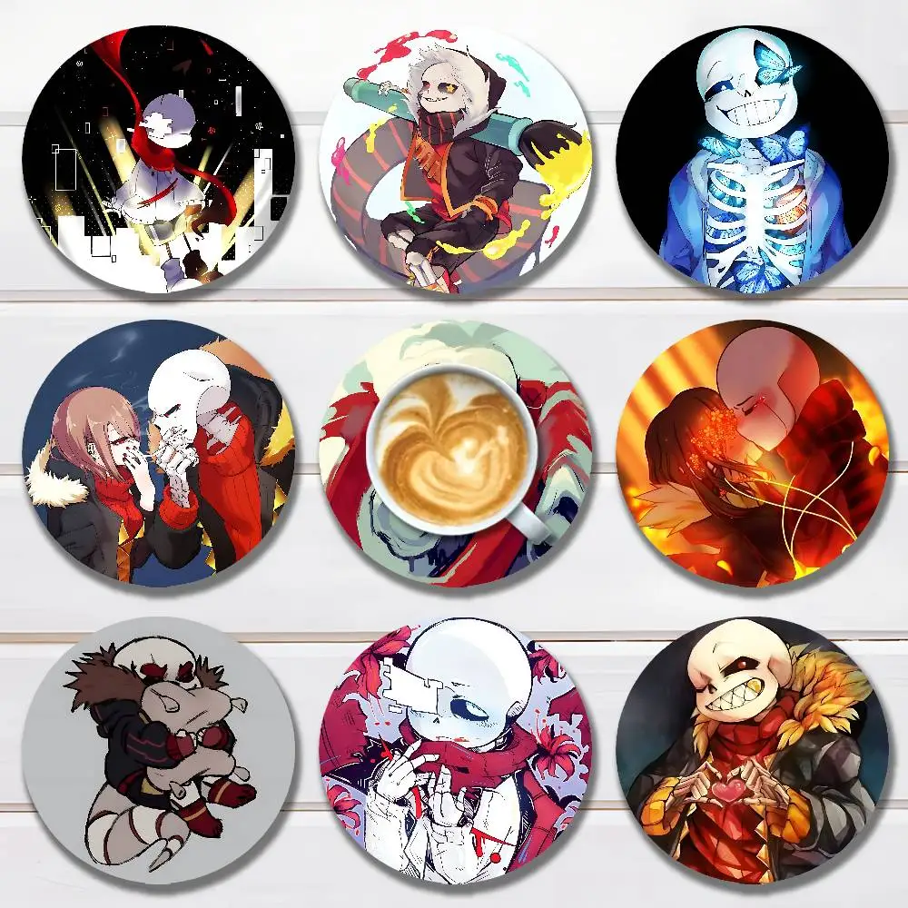 

Fell Ink S-Sans U-Undertales AU Round Anime Wooden Coasters DIY Decorations Birthday Valentine Gifts