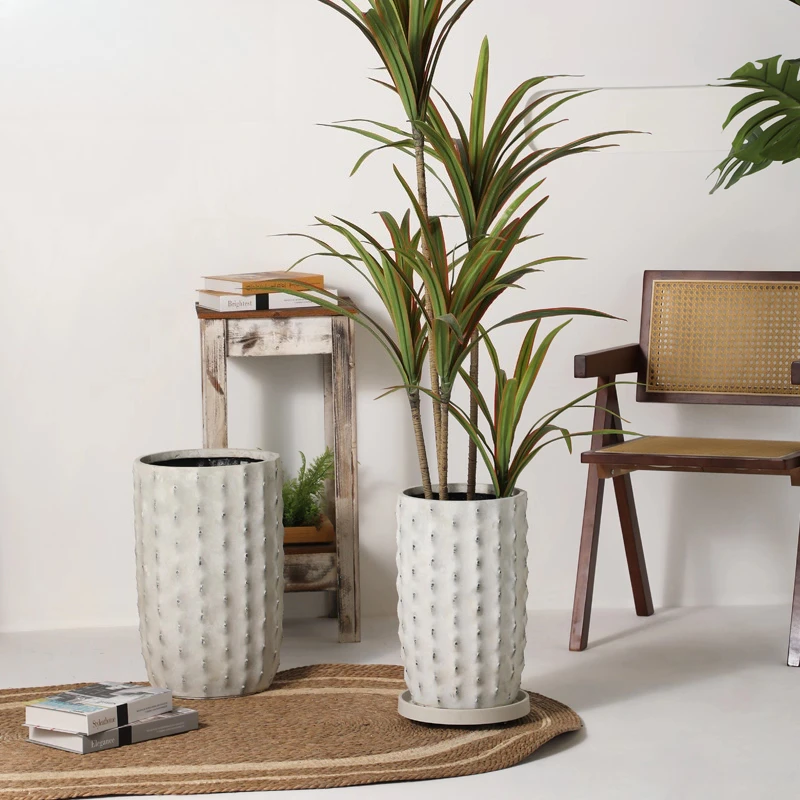 

Modern minimalist art white, magnesium mud flower pot high style and large capacity, floor-to-ceiling living room green plant