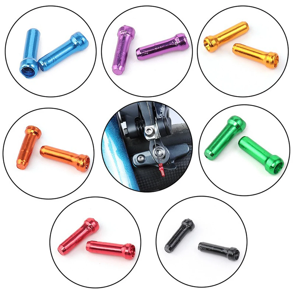 50PCS Bicycle Cable End Caps Bike Brake Derailleur Shifter Inner Cable End Caps Tips Crimp Aluminum Alloy,