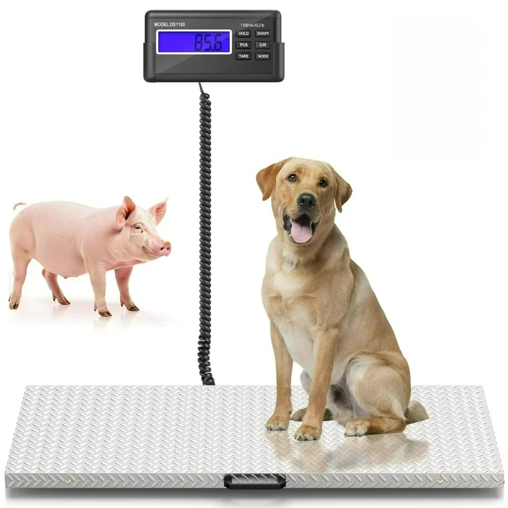 Precision Animal Scale For Pig Sheep Dogs Stainless Steel Large Weight Scale With Non-Slip Platform Livestock Weighing Equipment