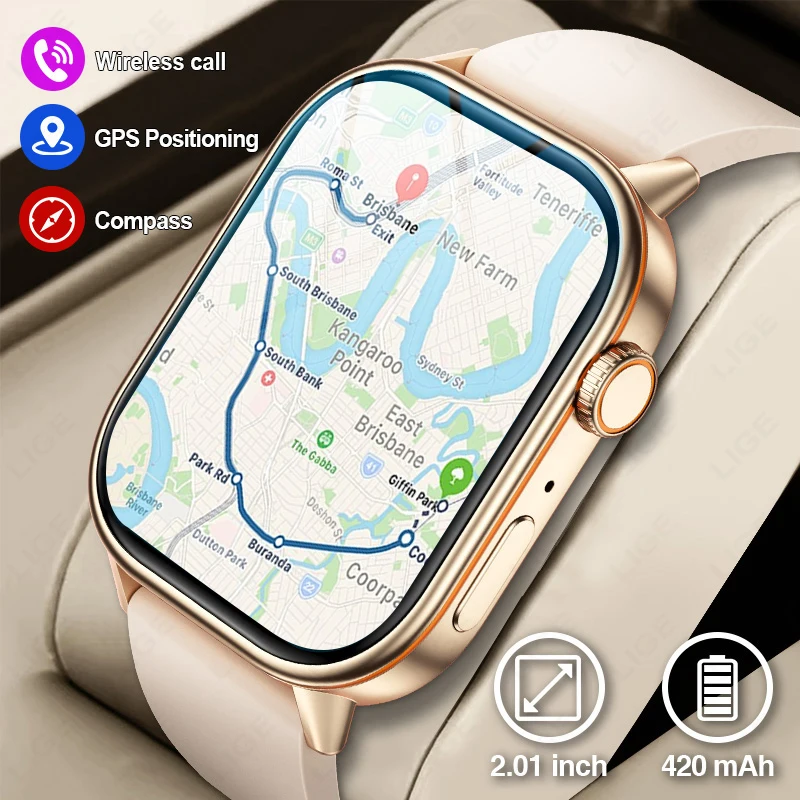 

LIGE НОВЫЕ Смарт-часы с GPS-отслеживанием для мужчин, компас, спортивный фитнес, Bluetooth-вызов, IP68, водонепроницаемый монитор здоровья, мужские и женские умные часы