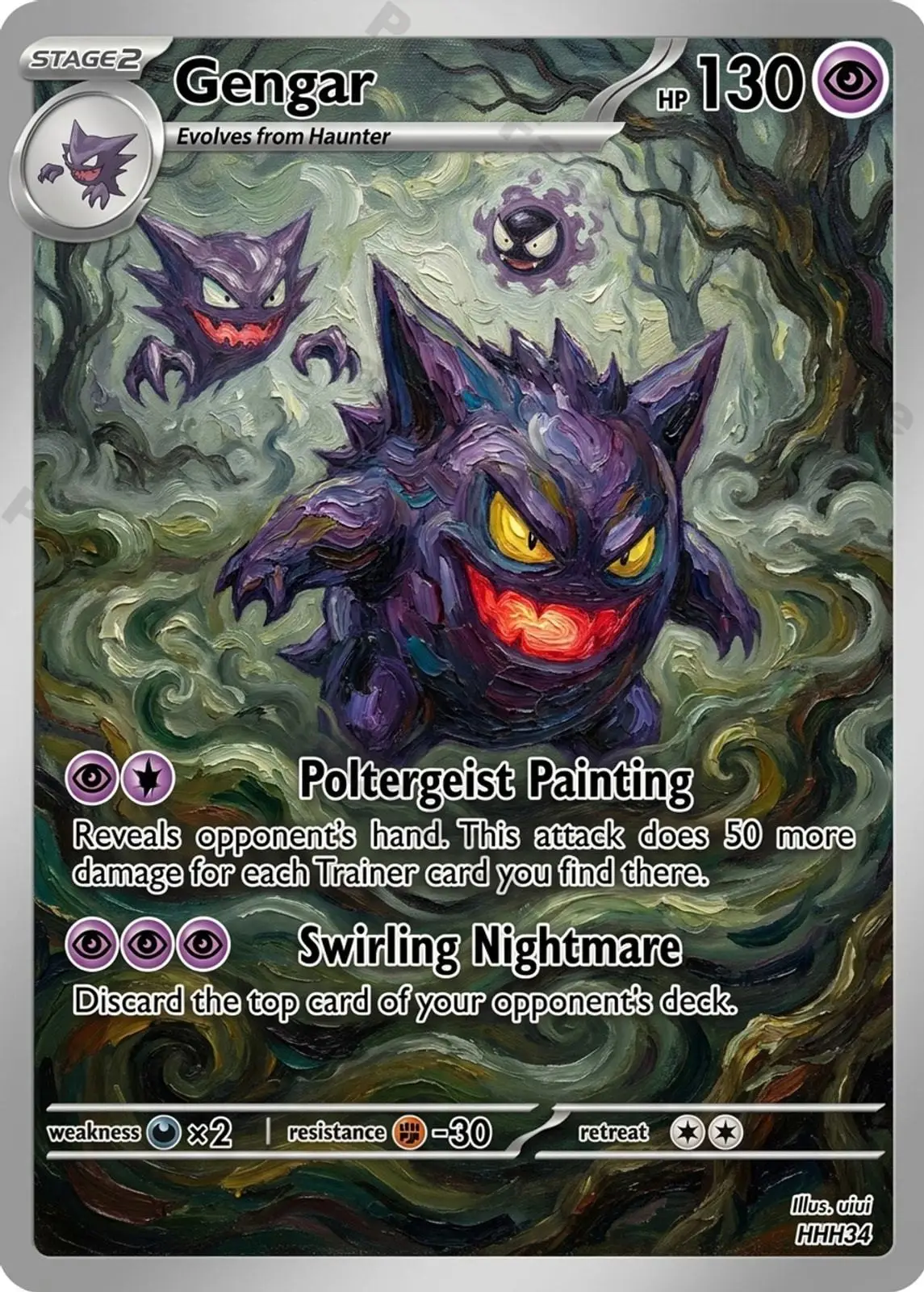 PTCG Cards PTCG Impressionist Oil Painting Style Custom Trading Gengar Umbreon Collection Cards Rare Cards Set PTCG Gift