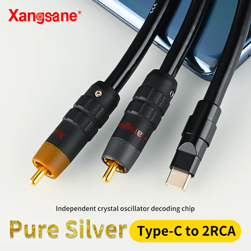 Xangsane-4N الفضة الاسترليني نوع C إلى 2rca كابل ، HiFi كابل الصوت ، منفذ أندرويد ، ALC5686 فك رقاقة ، مكبر للصوت السلطة ، الهاتف المحمول