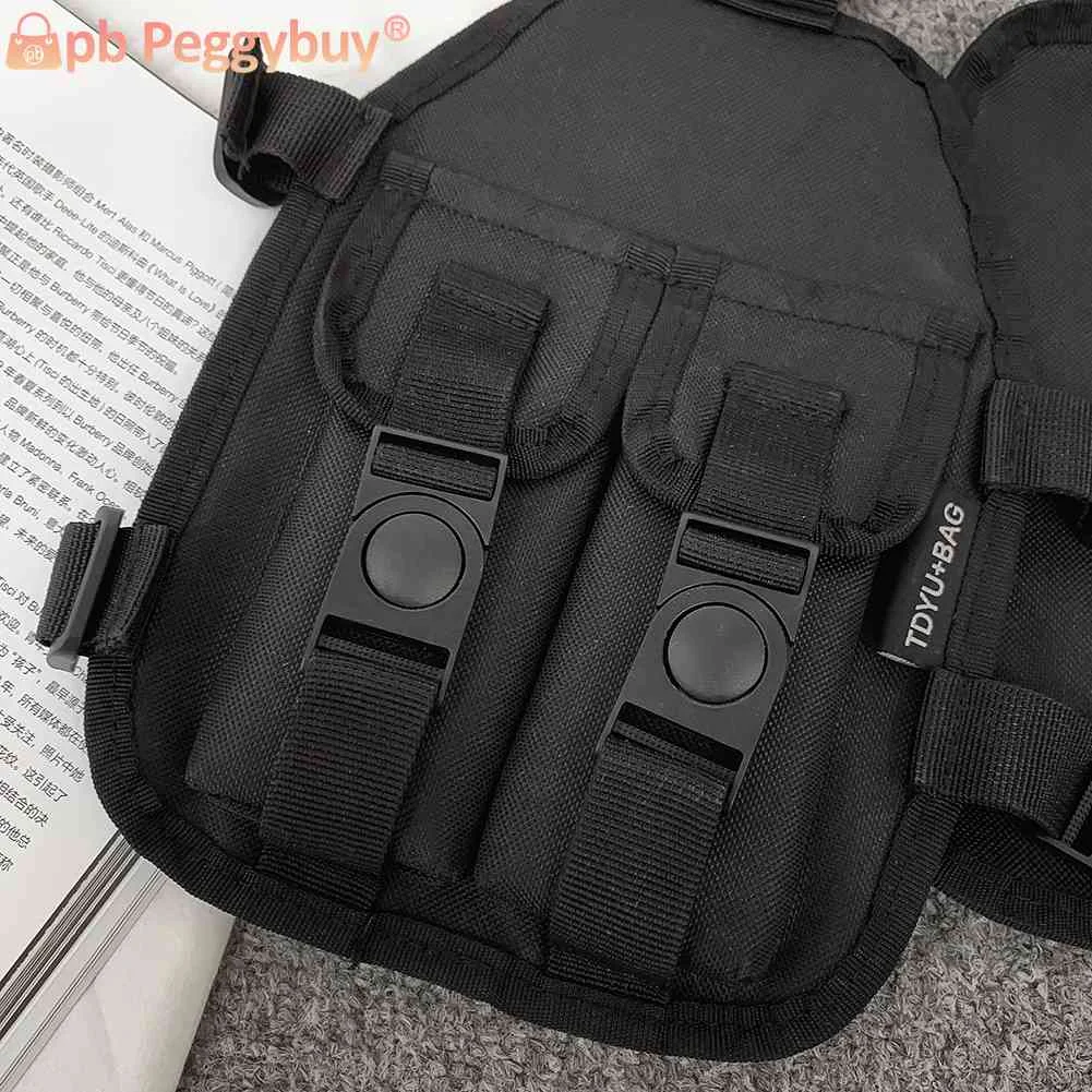 Tactics Vest Bag Streetwear Chest Bag Backpack Multifunctional Portable Simple Fashion Multi-pockets for Hiking Running Cycling