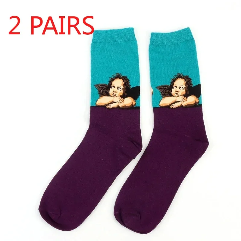 Hot Starry Night Autumn Winter Retro Women Personality Art Van Gogh Mural World Famous Painting Male Socks Oil Funny Happy Socks image 3