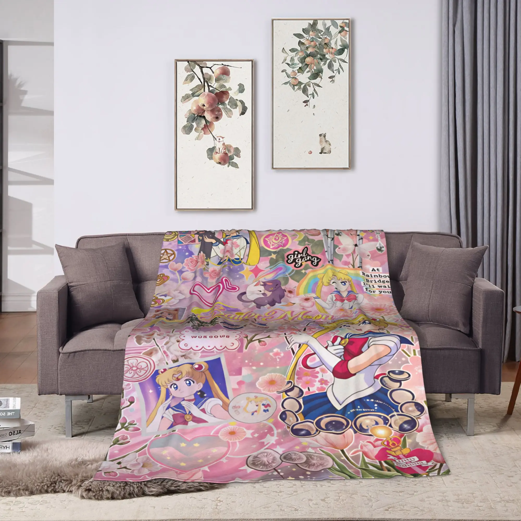 S-Sailor M-Moon Anime  Blanket  Camping Flannel Throw Blanket For Couch Bed Super Warm Design Quality Bedspread Birthday Present