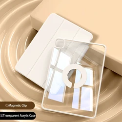 Étui pour tablette pour iPad Pro 12.9, M2 Cover, 11, 4th, 3rd, Magnetic Split Shell, Air 5, 2022, 10.9, 2021, 9th Mini 6, Transparent Funda