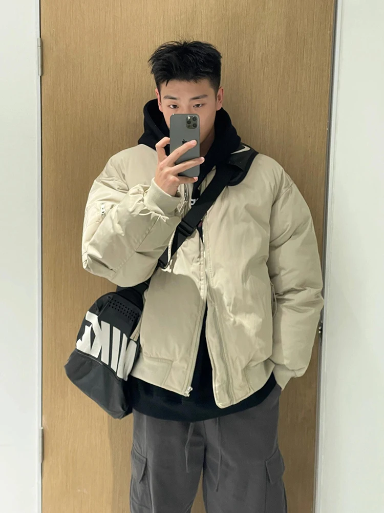 

American Sle Thiened Winter Jaet Men's Baseball Collar Cotton Polyester Lined Bread Sle Coat Warm Youth Casual Faion