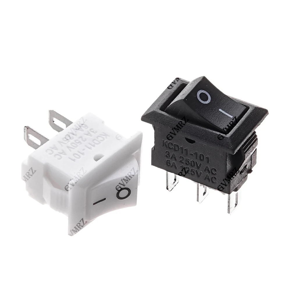 10PCS 2 Pins / 3 Pins 3A 250VAC / 6A 125VAC 10*15 KCD11 Rocker Switch 10*15mm Mini Push Button Switch ON-OFF / ON-OFF-ON 10x15mm