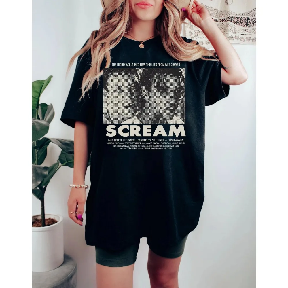 Scream 1996 Movie Billy Loomis Stu Macher Graphic T-Shirt Horror Movie Casual Short Sleeve Unisex Streetwear Tops