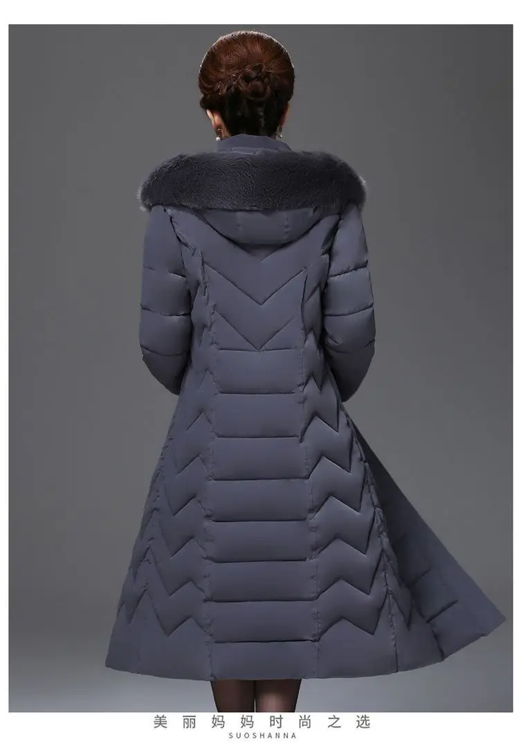 Middle Aged Mother Down Cotton Jacket 6XL Winter Oversized Thick Hooded Coat Windproof Rainproof Female Warm Long Parka Overcoat
