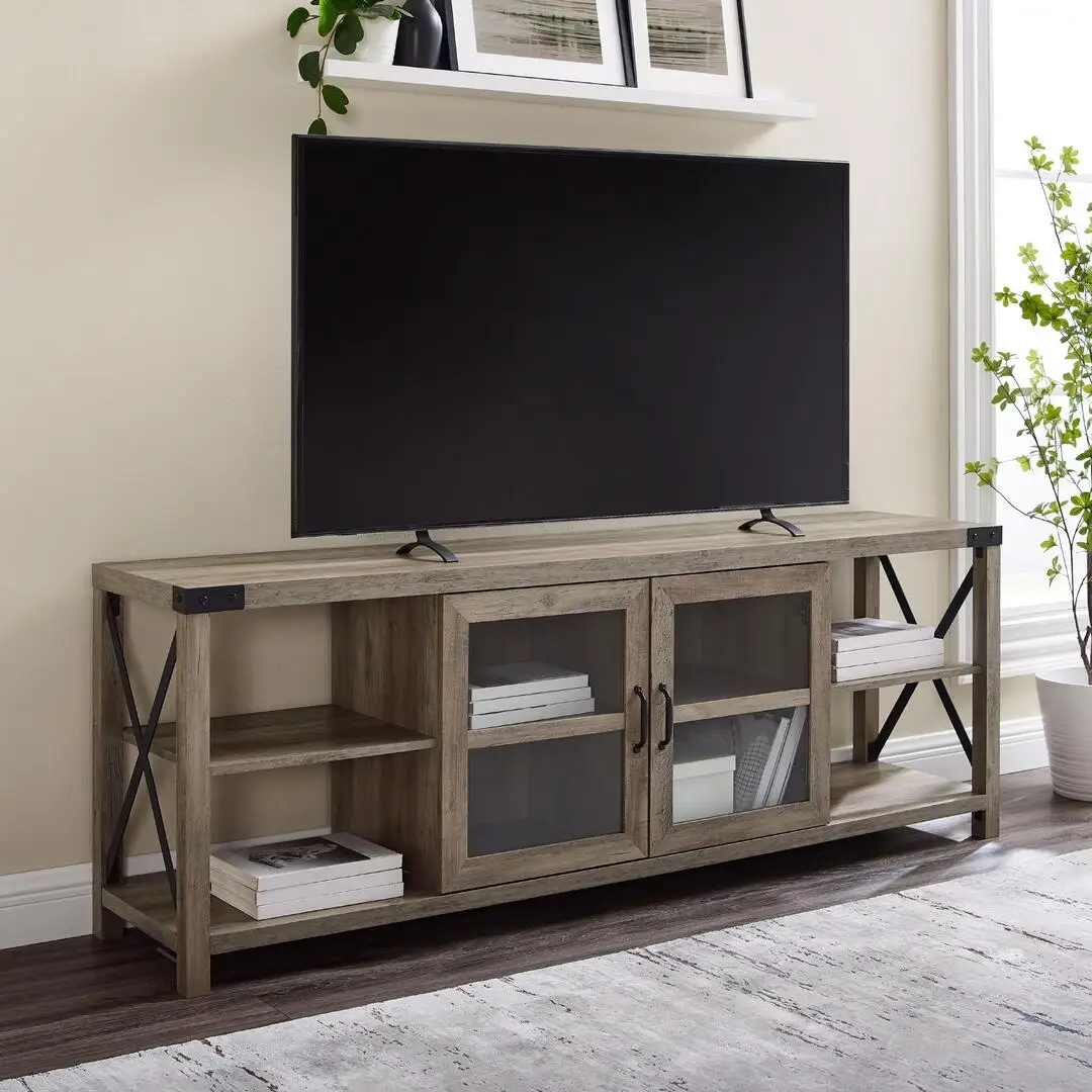 TV-St LRT Im Industries Til Entertain Ment Center Mit 2 Glastüren Und4 Öffnungs Regalen TV-Konsolen Schrank TV-St фило