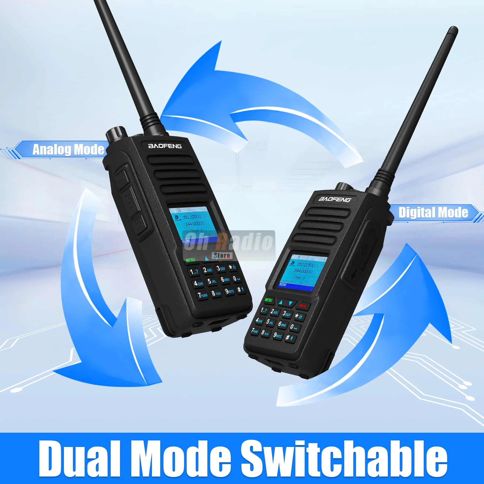 Baofeng DM-1702 GPS Walkie Talkie Digital Mobile Radio AES256 Encryption SMS Message Digital Tier 1+2 Dual Band Dual Mode Analog