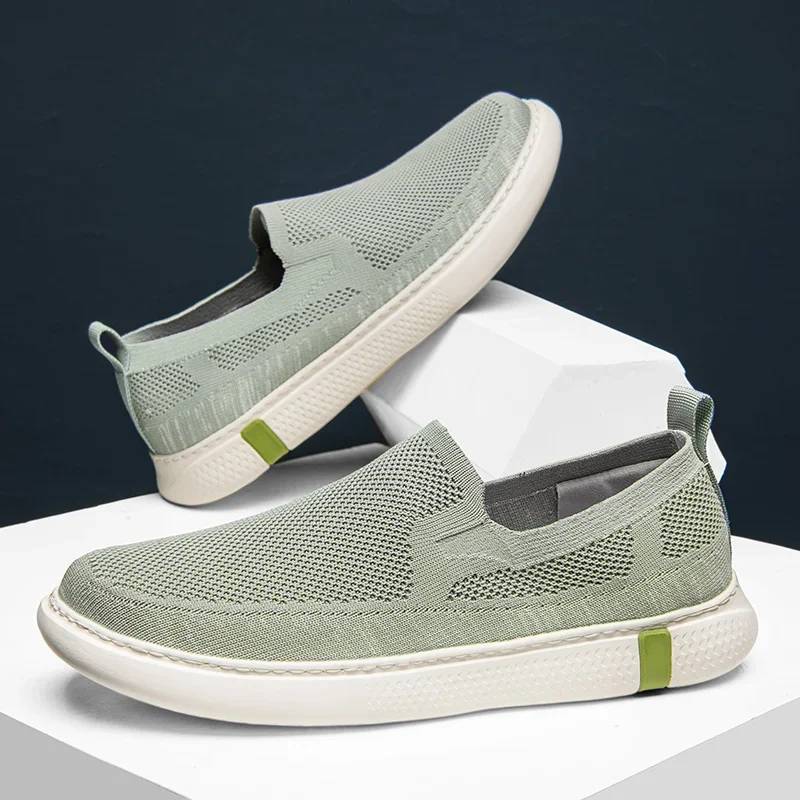 Men Vulcanize Shoes Breathable Mens Mesh Shoes Lightweight Man Sneakers Fashion Slip on Flats Comfortable Man Loafers Lazy Shoes