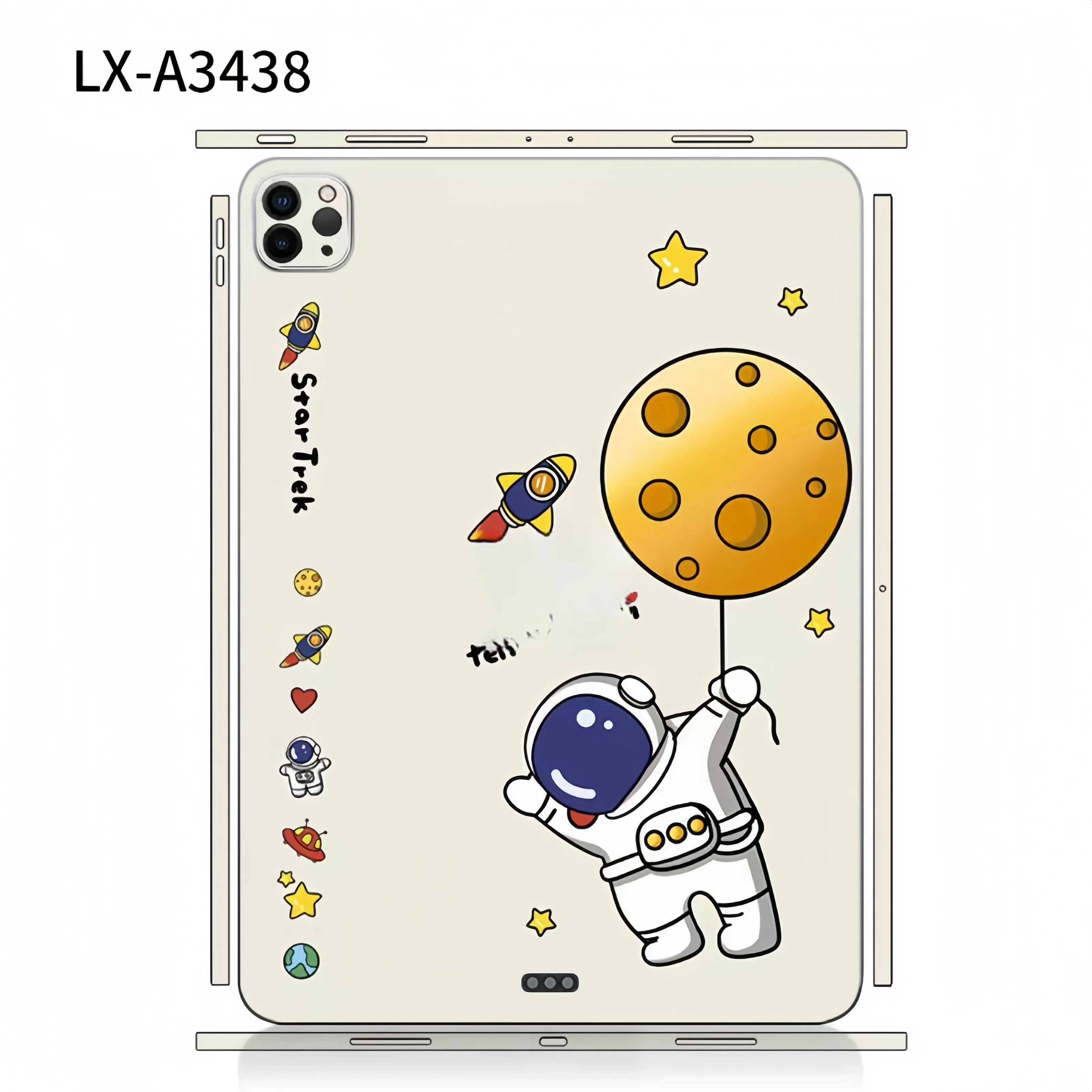 iPad Pro 13/11インチ (2024)、iPad Air 6/13/11インチ、iPad mini 6対応 スキンラップ カラフル背面保護フィルム カバー ケース ステッカー