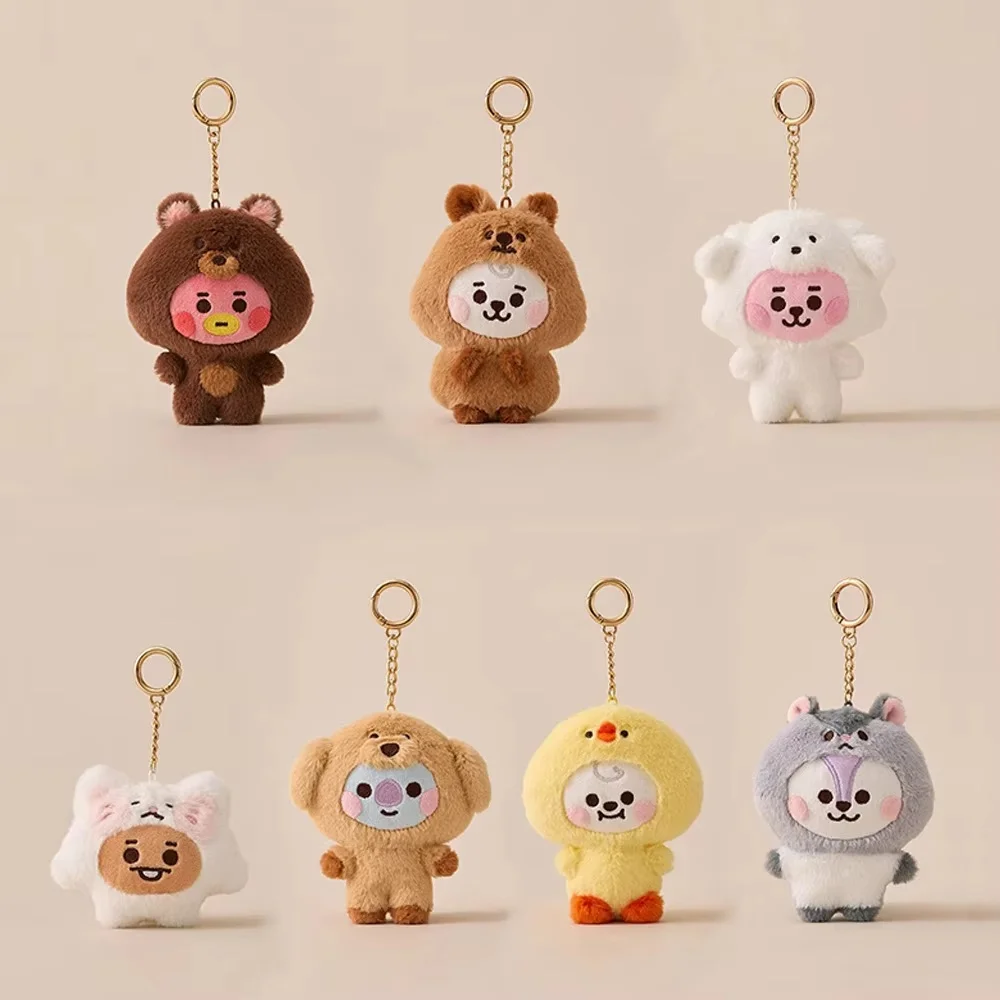 Llavero de Peluche de la Serie BT21 Baby Animal, Lindos y Kawaii Personajes de CHIMMY, COOKY, KOYA y TATA, Muñeco de Peluche para Decoración de Bolsos, Regalo de Anime