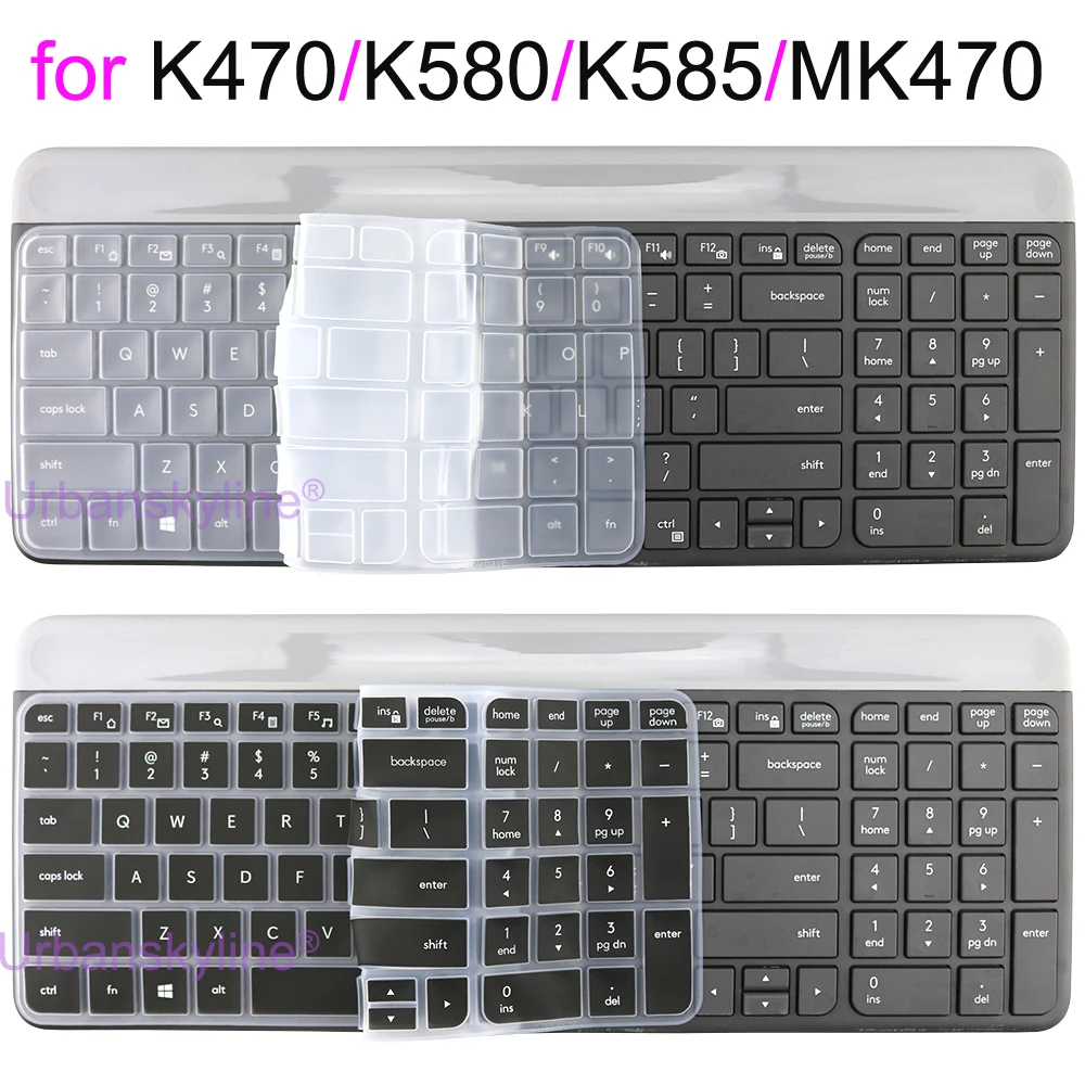 Keyboard Cover for Logitech K580 k585 K470 MK470 for Logi Set Transparent Silicone Protector Skin Case Film Accessories