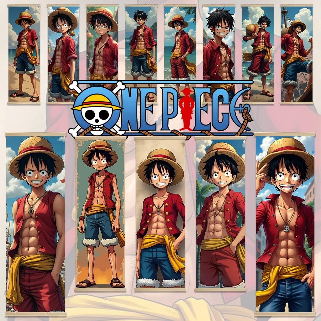 ONE PIECE Monkey D. Luffy Wall Art Picture Scroll Canvas Wall Hanging Painting Home Decor Anime Poster Wall Art Room Decoration