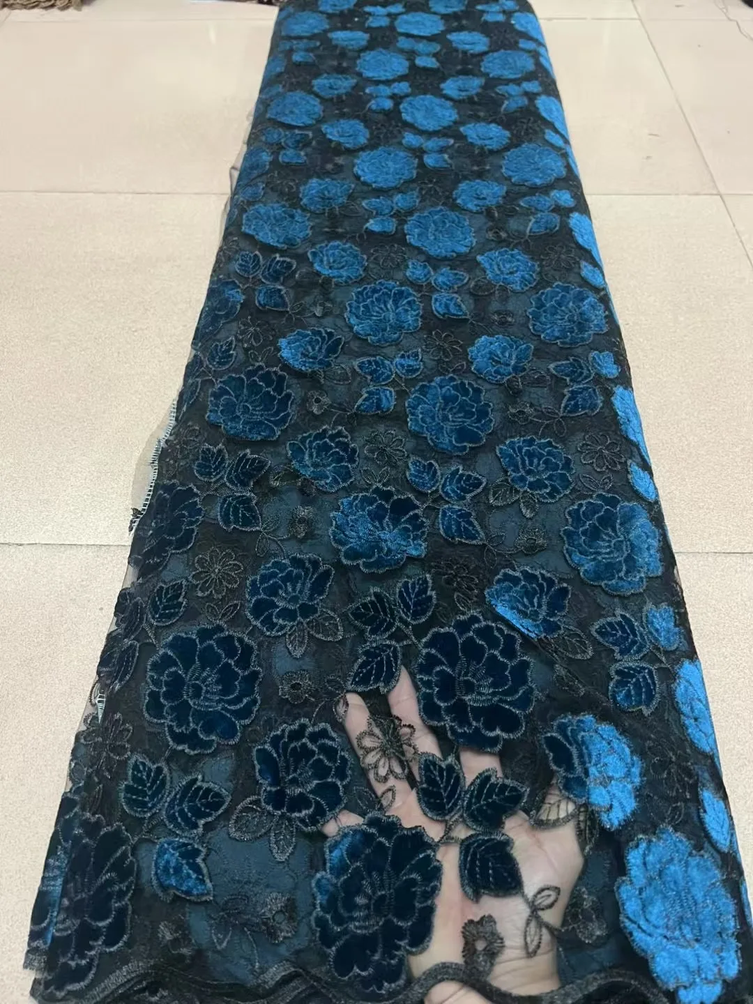 

African Lace Fabric High Quality Nigerian Lace Fabric Velvet Laser Embroidery Swiss Voile Cord Lace For Wedding Material