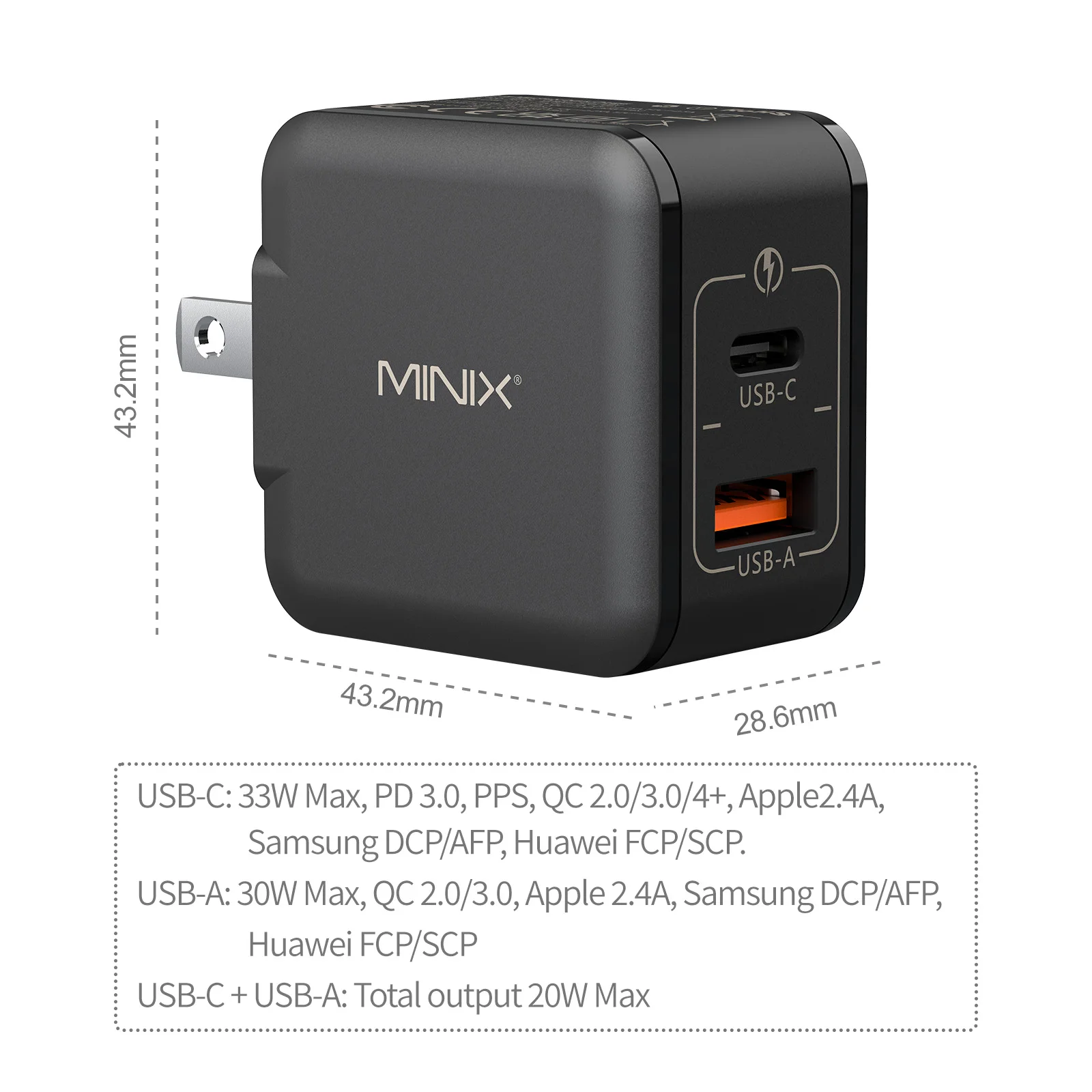 

MINIX P1 Mini 33W GaN зарядное устройство для путешествий офисный концентратор для телефона планшета ноутбука консоли