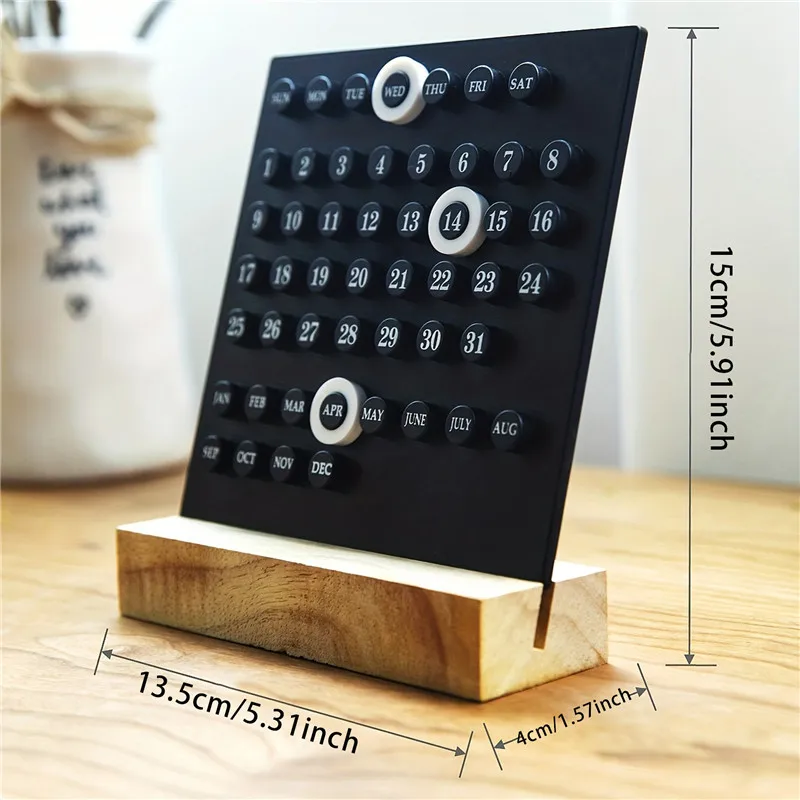 Wooden Base Handmade DIY Calendar Office Desktop Home Decorative Digital Small Ornament Ten Thousand Year