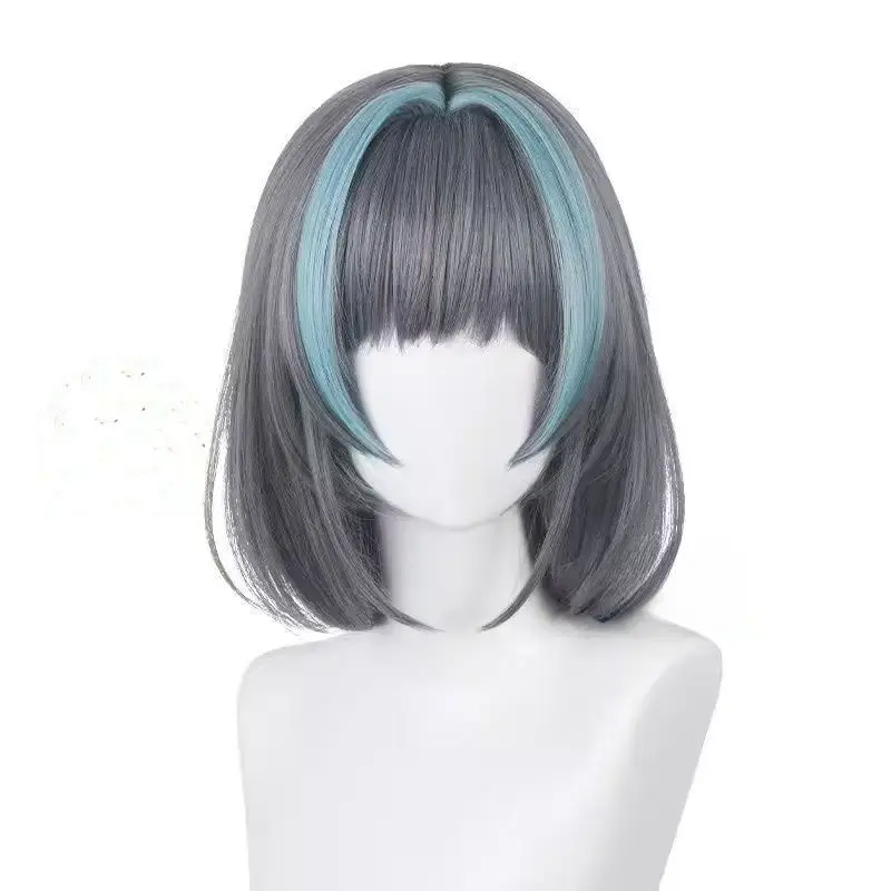Peruka do cosplayu Azur Lane - włosy postaci Chiba, niestandardowe ombre i pasemka, syntetyczna skóra głowy, konwencje i fotografie.