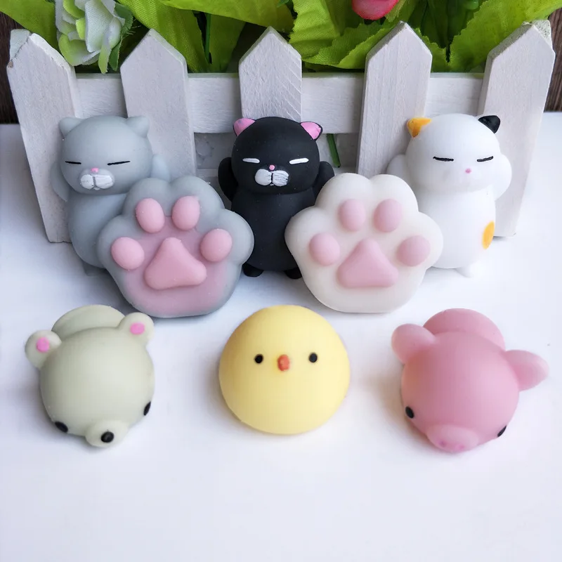 Antistress Mochi Squishy Animal Dolls Stress Relief Toys Mochi Squeeze Cute Mini Animals Cat Kawaii Decompression Children Toy