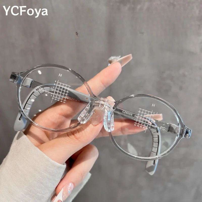 

YCFoya Unisex TR90 round Frame Glasses Anti-Slip Leg Comfortable Children's Eyewear Anti blue light for Boys And Girls CZ6005ET