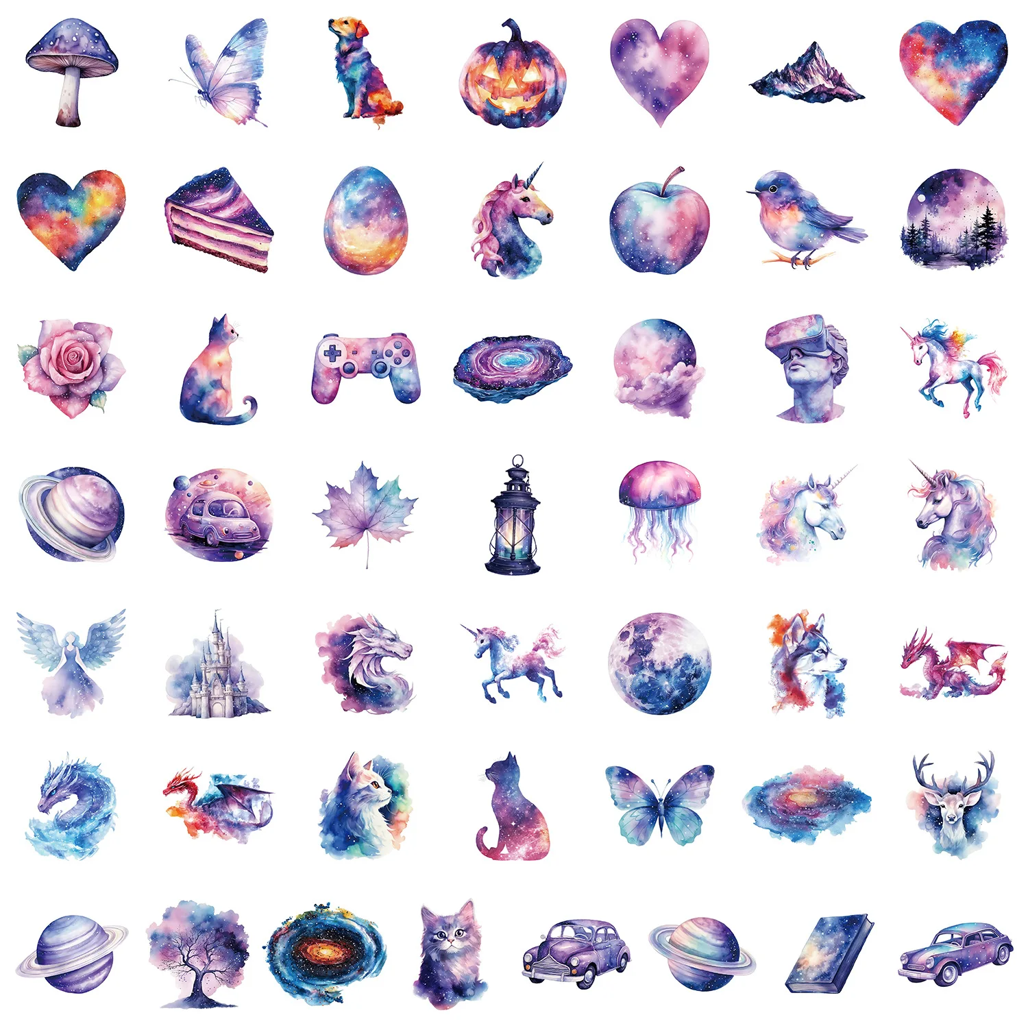 50 Uds. De pegatinas creativas impermeables de estilo cielo estrellado, decoración artesanal, cuaderno, maleta para guitarra móvil, taza de agua, juguetes de grafiti