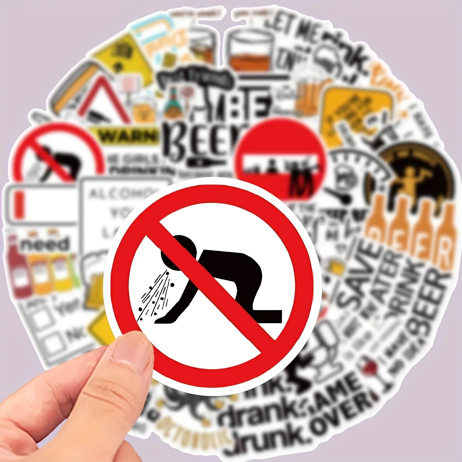 50pcs Matte Funny Alcoholism Sticker Pack for roller skating and cycling , Plastic, Glass & Metal Irregular Shapes - Phone Cases