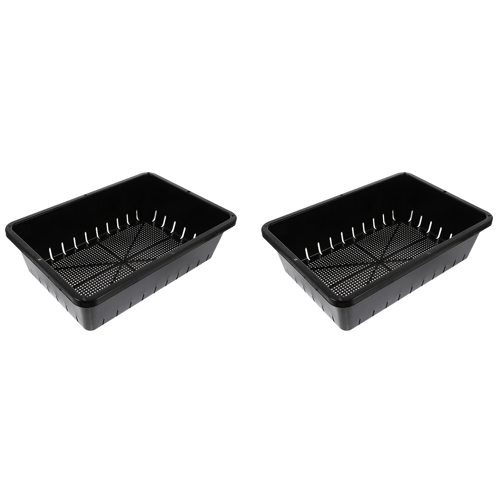 

2Pcs Seedling Pot Starter Trays Growing Plants Drainage Holes Black Healthy Seedlings Garden Propagator Set Plant Growth