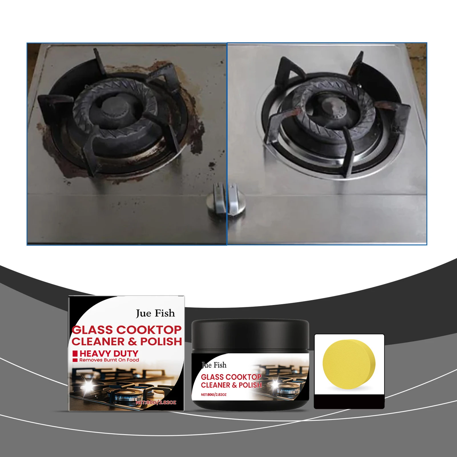 Glass Cooktop Cleaner Polish Heavy-Duty Stain Burn Removal Effectively Removes Burnt Food Heavy-Duty Stain For Ceramic Stove