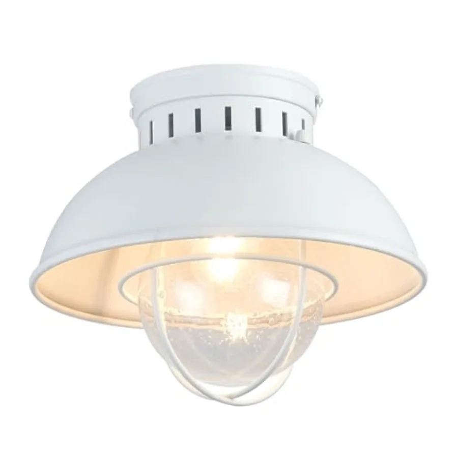 

Outdoor Ceiling Light Farmhouse 10 Inch Flush Mount Ceiling Lights Fixture Metal Cage Seeded Glass Semi Entry Hall Light Fixtur