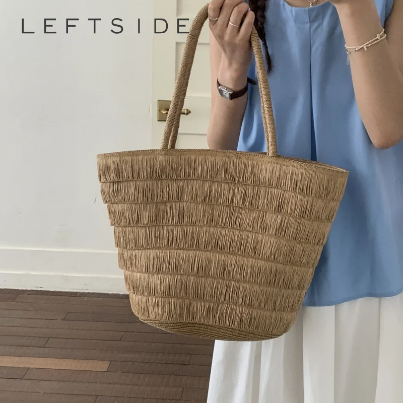 

LEFTSIDE Women's Small Straw Tote Bag Oversized Beach Boho Aesthetic Summer Vacation Daily Shopping Shoulder Bag 2026 Handbags