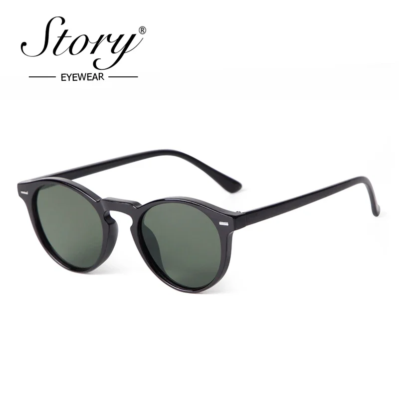 STORY Vintage Rivet Tortoiseshell piccoli occhiali da sole rotondi per uomo donna 2024 Brand Design Classic Green occhiali da sole Gafas De Sol