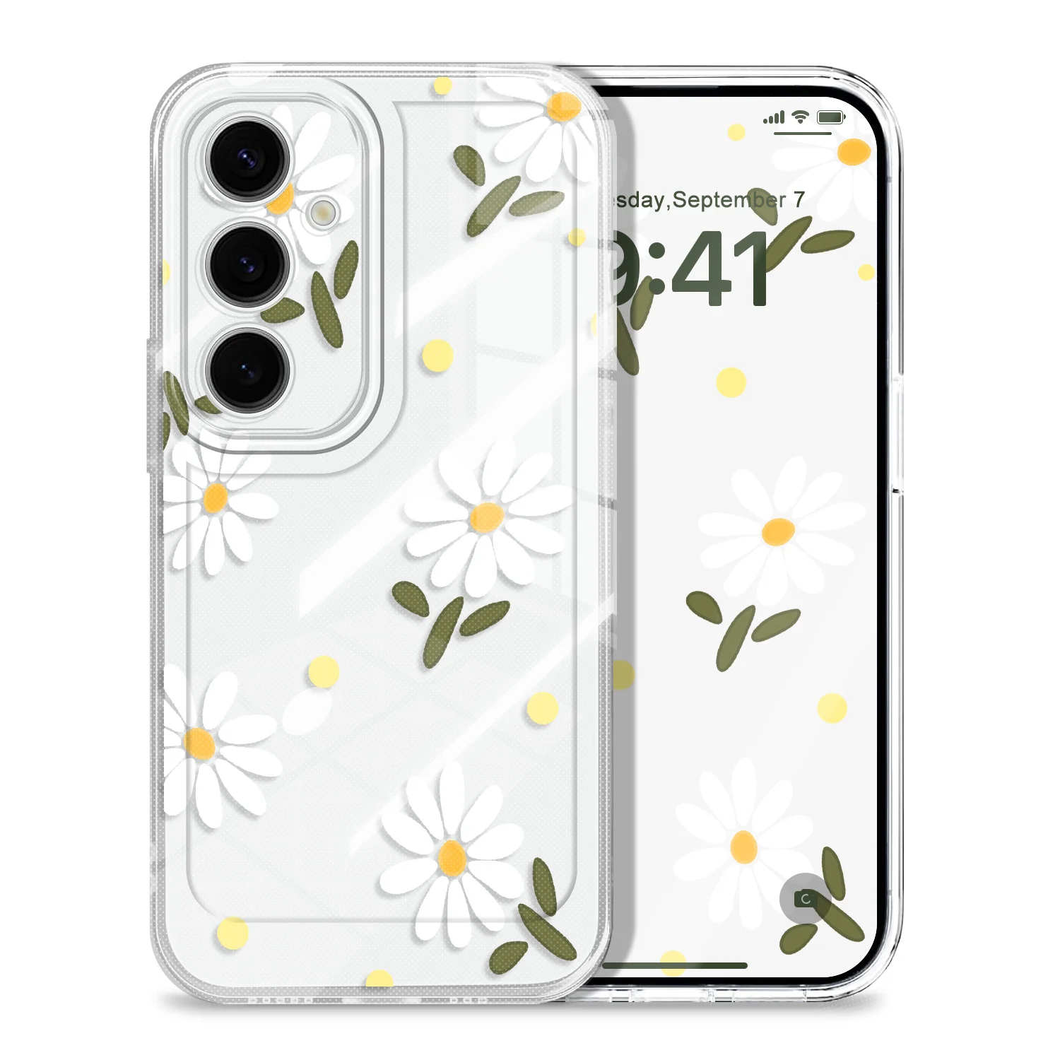 

Graceful Daisies Transparent Phone Case For Samsung Galaxy S26 S25 S24 S23 FE Plus Ultra Soft TPU Cover