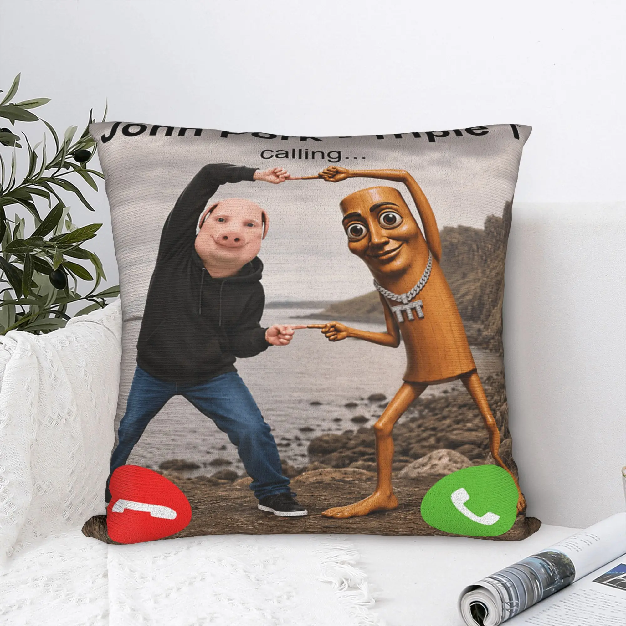 Tung Tung Tung Sahur Triple John Pork Calling Brianrot Pillow Case Pillow Cover For Chair Sofa Home Decor Vintage Pillowcases