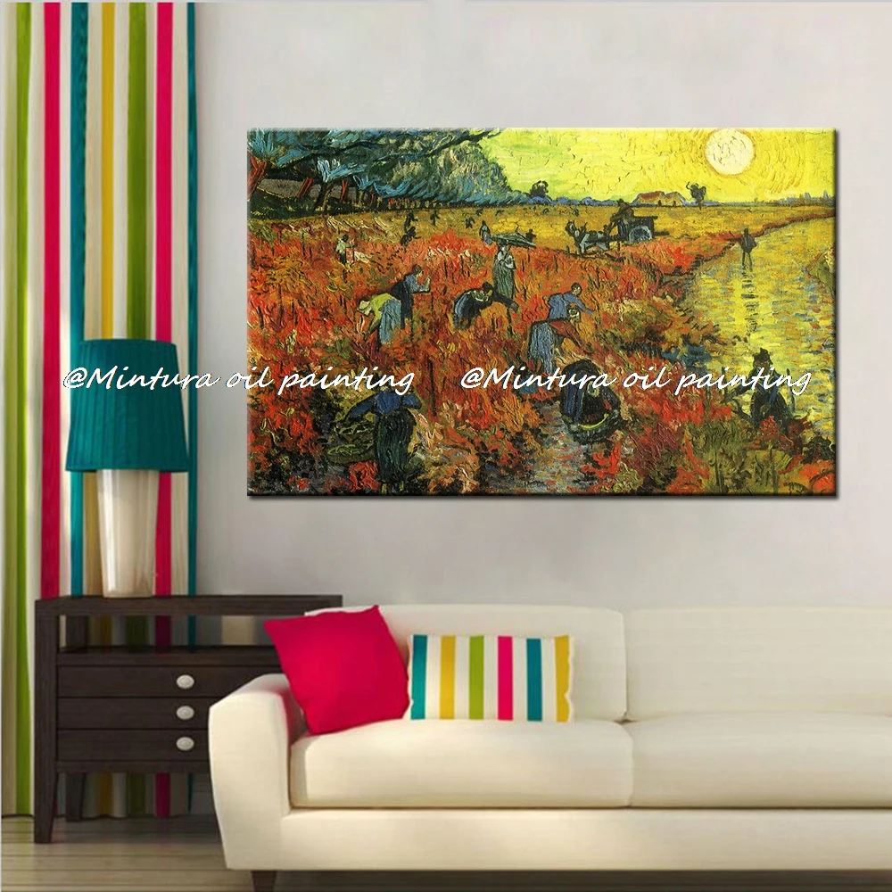 Vincent Van Gogh Oil Paintings On Canvas,The Red Vineyard At Arles Hand Made Reproduction Wall Art,Pictures For Hotel Decoratiom